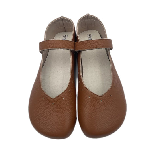 Mary Jane Ballerina Flats - Barefoot Soft Sole Leather Shoes with Wide Toe Box