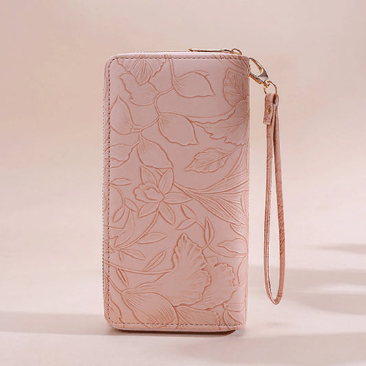 Chic Quilted Long Wallet - Zippered PU Leather Clutch with Multiple Card Slots & Phone Pocket for Women