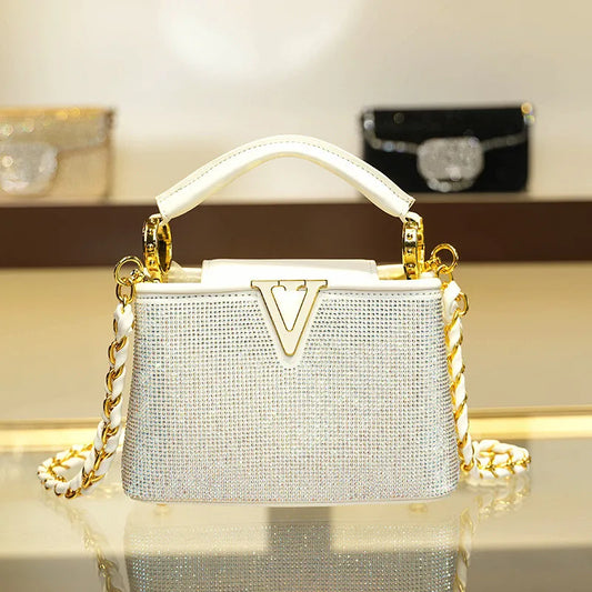 Celestara Crystal Luxe - Women's Glamorous Diamond-Embellished Shoulder & Crossbody Banquet Bag