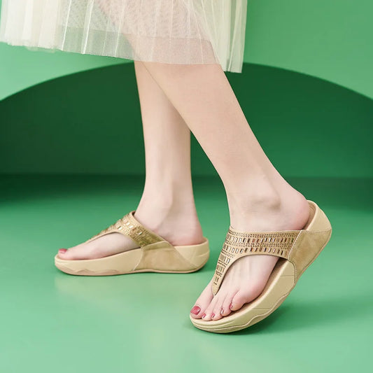 Crystalé Shine Flip-Flops