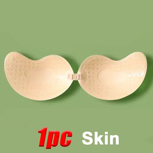 Invisible Strapless Adhesive Push-Up Bra - Seamless Silicone Stick-On Bralette with Nipple Covers for Women Lingerie