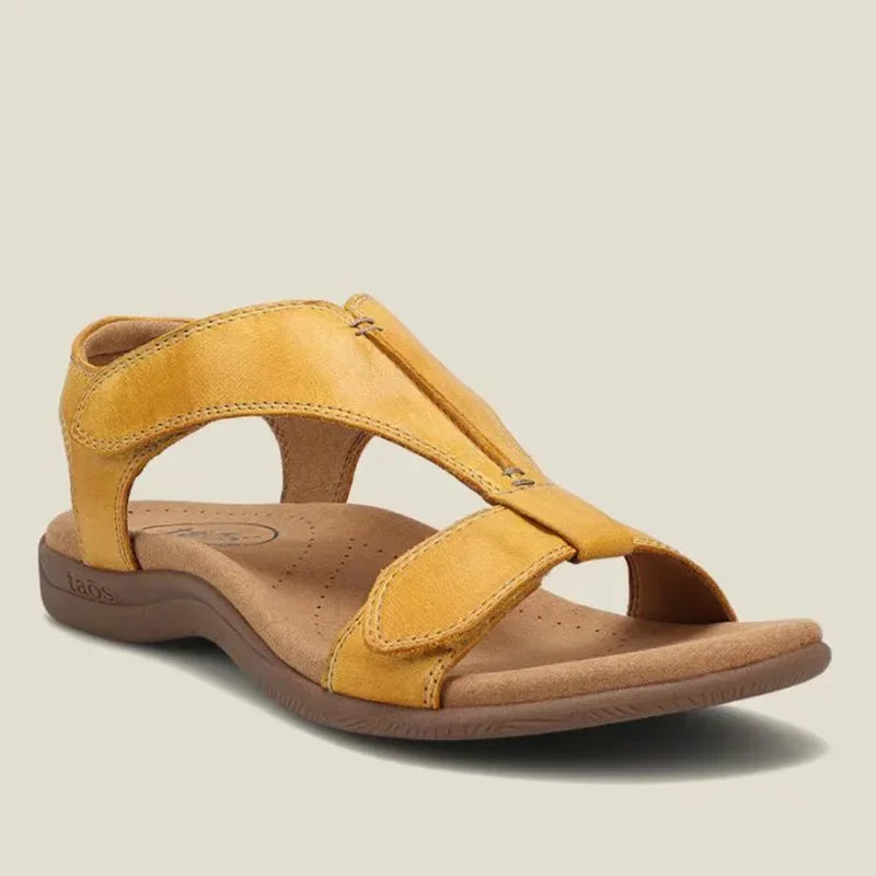 Women’s PU Leather Sandals - Retro Summer Slip-On Ankle Strap Walking Shoes, Lightweight & Durable