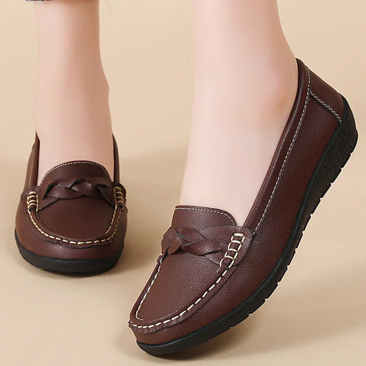 Soft Leather Loafers - Casual Slip-On Flats, White Comfortable Footwear