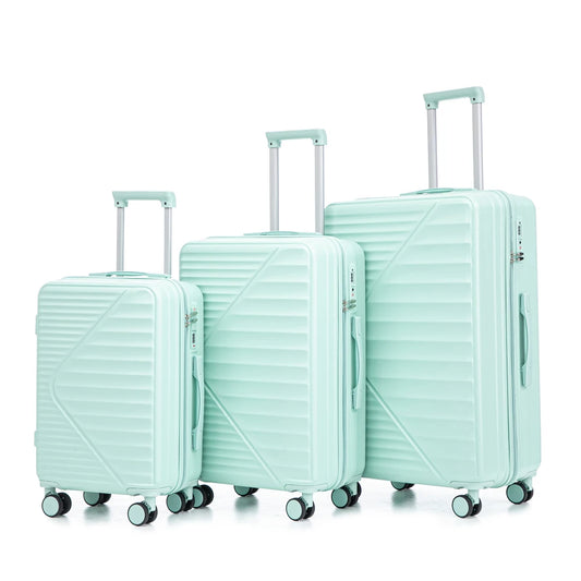 3-Piece ABS Luggage Set - 20"/24"/28" Spinner Carry-On Suitcases with Matching Color & TSA Lock