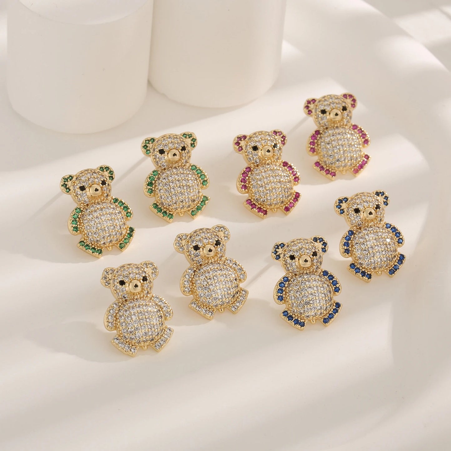 Light Luxury Colorful Bear Earrings - Fashionable, Elegant & Playful Jewelry for Women