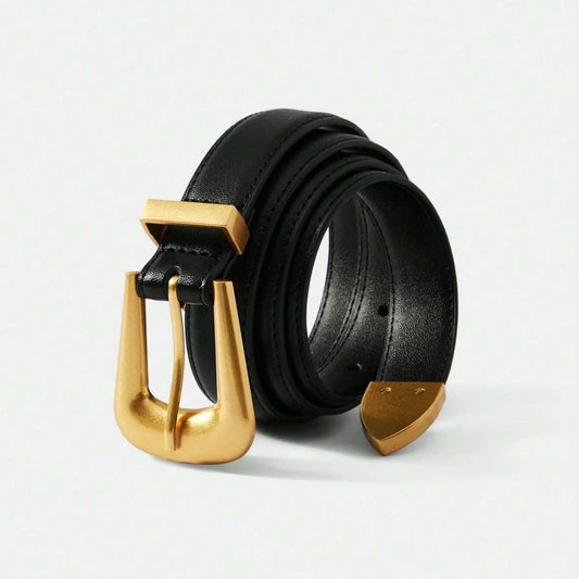 Women’s Genuine Burgundy Leather Belt - Gold Metal Buckle, Luxury Casual Strap for Jeans & Dresses