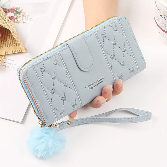 Women's Long PU Leather Wallet - Large Capacity Card Holder & Zipper Coin Purse with Phone Compartment and Wristlet