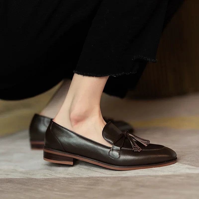 Retro Bowknot Tassel Flats & Stiletto Pumps - Elegant Round Toe Shoes for Office & Party