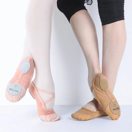 Women’s Elastic Mesh Ballet Shoes - Soft Split-Sole Ballerina Slippers, Breathable Dance Shoes