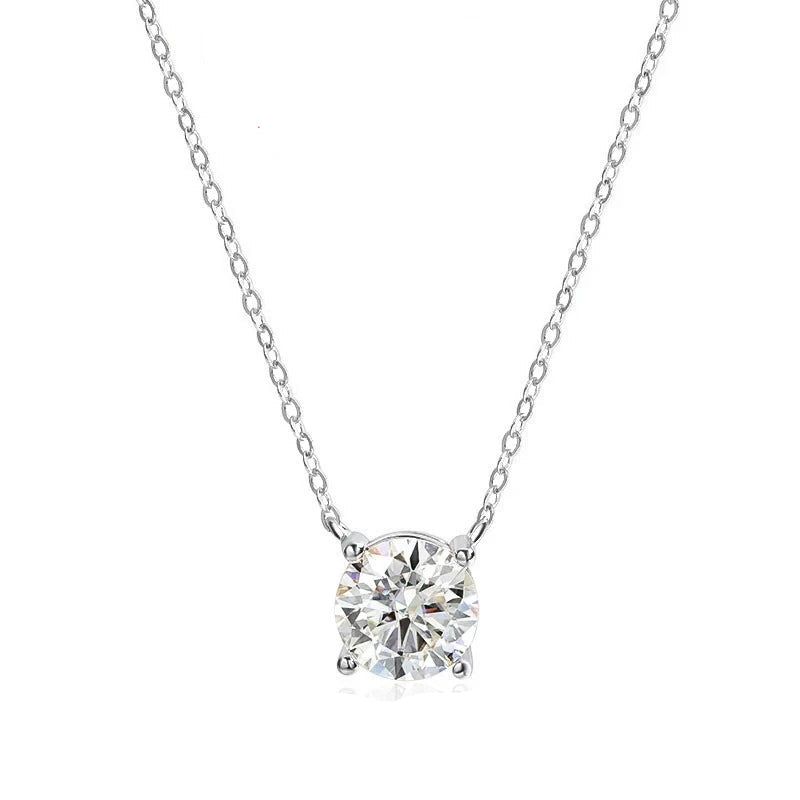 Smyoue 1–5CT D Color Moissanite Pendant Necklace - 925 Sterling Silver Rose Gold Plated Lab Diamond Necklace for Women, Sparkling Classic Fine Jewelry