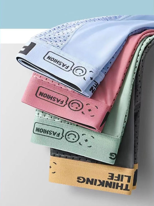 Men’s Mesh Ice Silk Boxer Shorts - 4 Pairs, Breathable Slim Fit Underwear, L–6XL
