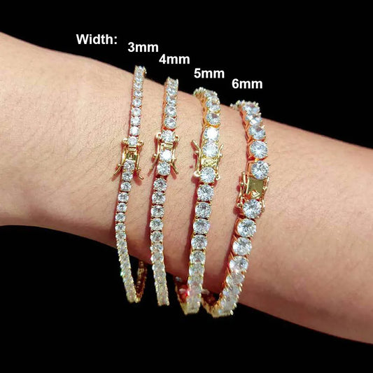 Iced Out Bling CZ Tennis Bracelet - Luxury 5A Cubic Zirconia Hand Chain for Women