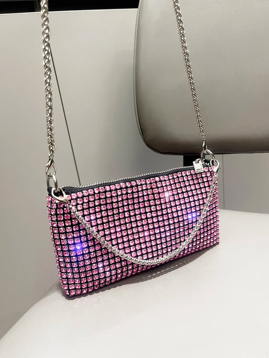 Luxury Designer Rhinestone Clutch - Women's Evening Handbag with Handle & Shoulder Strap