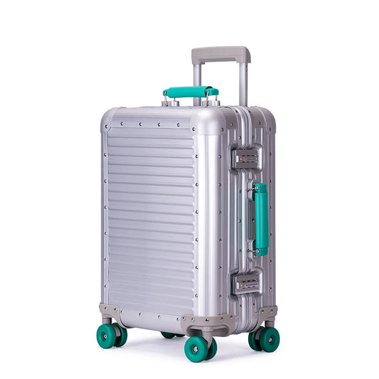 20-Inch All-Aluminum-Magnesium Alloy Carry-On Trolley Luggage - Stylish, Durable Travel Suitcase for Men & Women