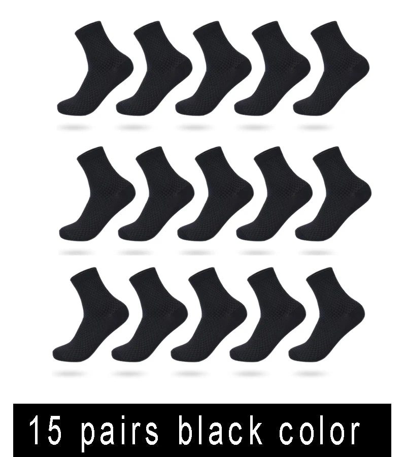 Men’s Business Casual Socks - 5/10/15 Pairs, Mid-Calf Compression Dress Socks for Spring & Autumn