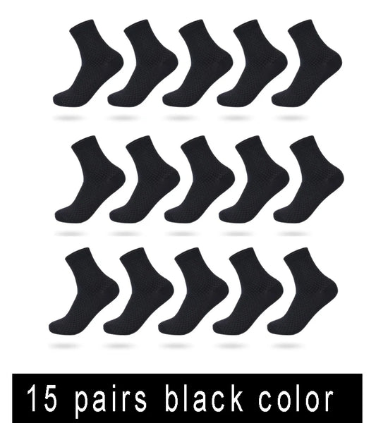 Men’s Business Casual Socks - 5/10/15 Pairs, Mid-Calf Compression Dress Socks for Spring & Autumn