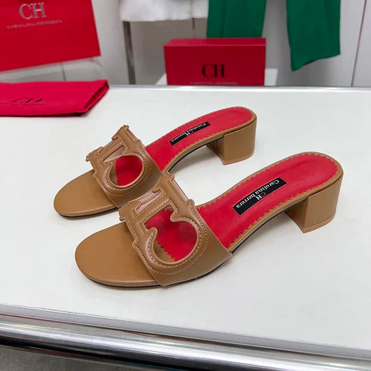 Luxury Stiletto Mules with Red Sole - Women’s Pointed Toe Heels for Office & Summer Parties