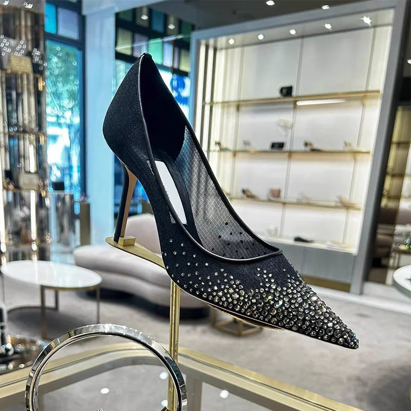 Spring & Autumn Women’s Mesh Stiletto Shoes - Pointed Toe, Shallow Design