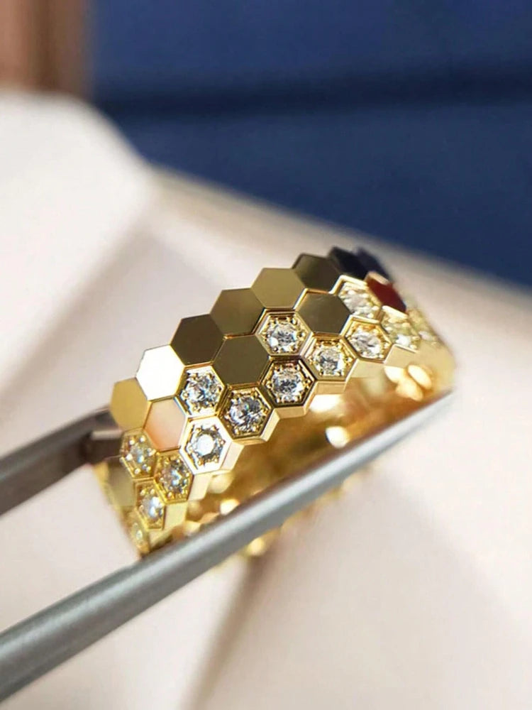 925 Sterling Silver Delicate Honeycomb Ring – Luxury Fine Jewelry for Women, Engagement & Wedding