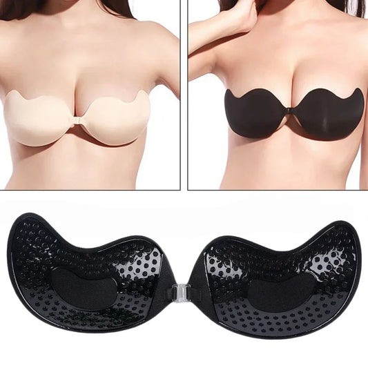 Invisible Strapless Adhesive Push-Up Bra - Seamless Silicone Stick-On Bralette with Nipple Covers for Women Lingerie