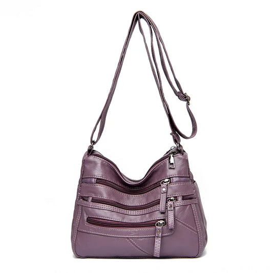 Velira Multi-Pocket Soft Leather Crossbody - Classic Designer Shoulder Bag for Women