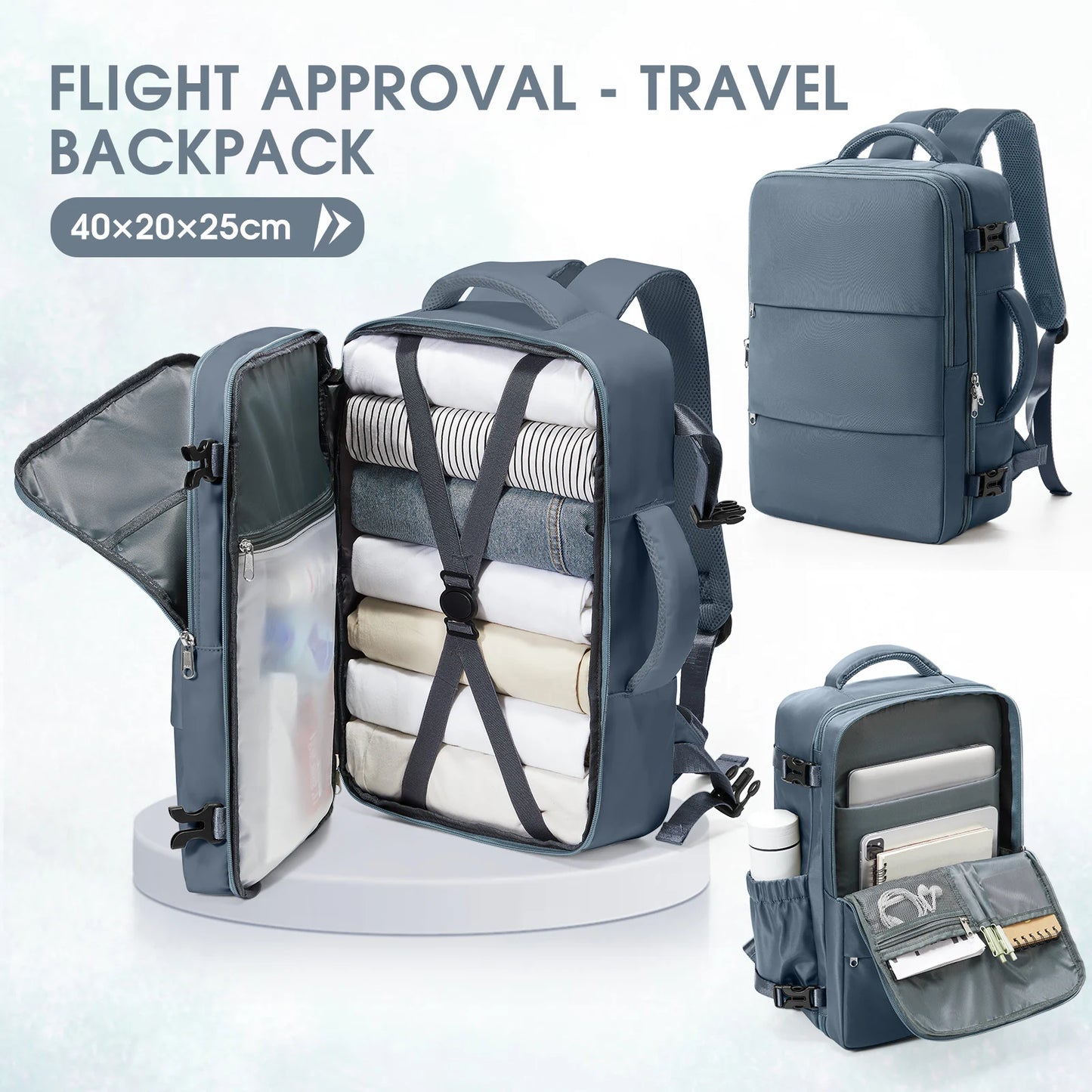 Ryanair Approved Notebook Travel Backpack - Waterproof Laptop Cabin Bag for Men & Women