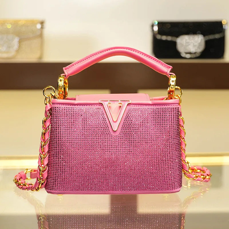 Celestara Crystal Luxe - Women's Glamorous Diamond-Embellished Shoulder & Crossbody Banquet Bag