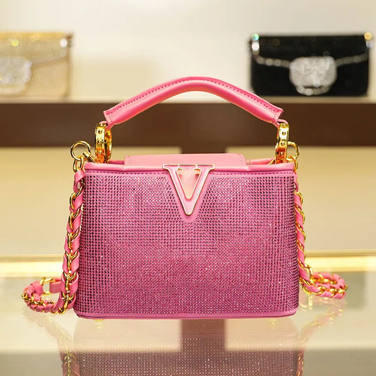 Celestara Crystal Luxe - Women's Glamorous Diamond-Embellished Shoulder & Crossbody Banquet Bag