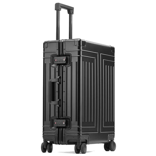 100% Aluminum-Magnesium Alloy Travel Suitcase - Premium Rolling Trolley Luggage 20/24/28 Inch Carry-On Cabin