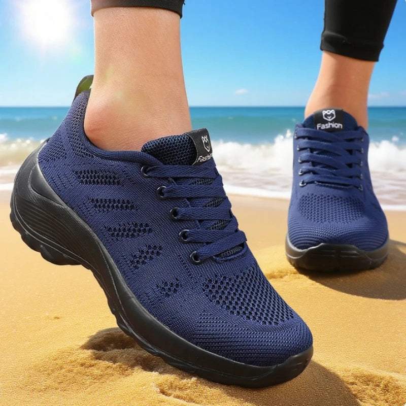 Breathable Mesh Platform Sneakers - Versatile Outdoor & Casual Shoes for Women