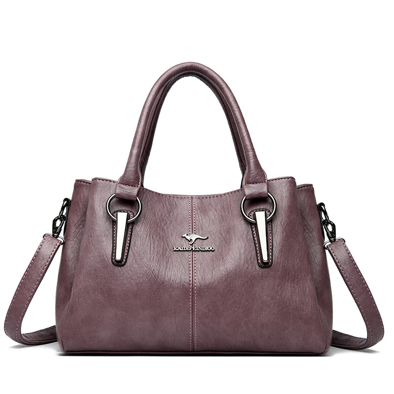 Triluxe Soft Leather Crossbody - Elegant 3-Layer Shoulder Handbag for Women