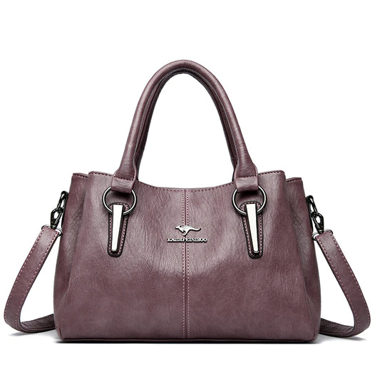 Triluxe Soft Leather Crossbody - Elegant 3-Layer Shoulder Handbag for Women