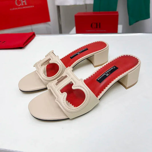 Luxury Stiletto Mules with Red Sole - Women’s Pointed Toe Heels for Office & Summer Parties