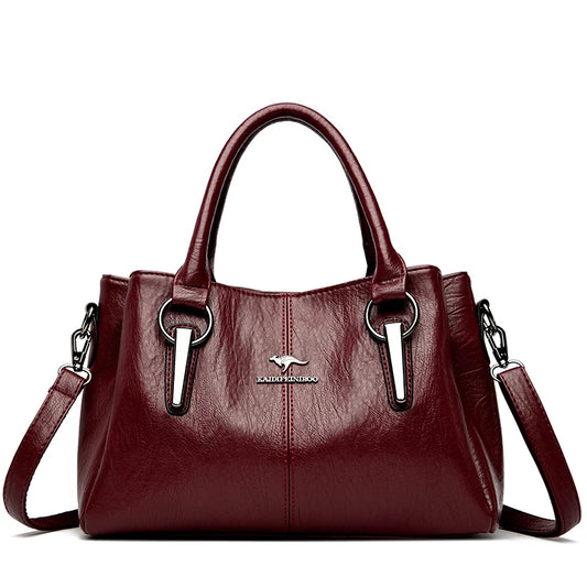 Triluxe Soft Leather Crossbody - Elegant 3-Layer Shoulder Handbag for Women