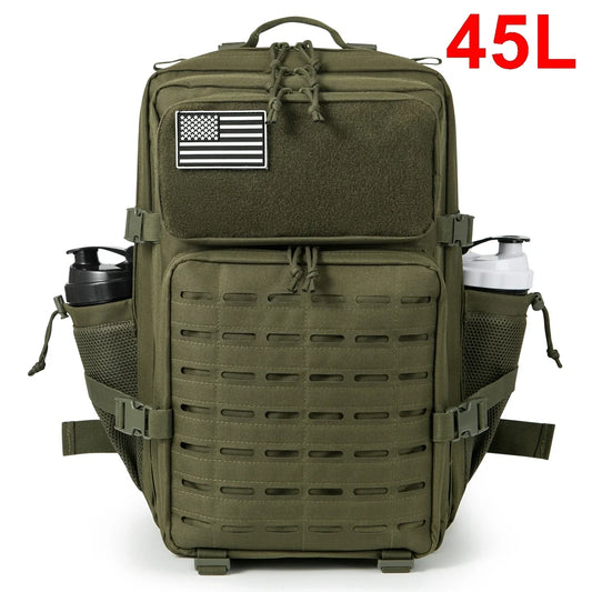 25L/45L Tactical Backpack for Men & Women - Outdoor Survival Bug Out Bag with Bottle Holder
