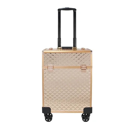 Luxury Rolling Makeup Trolley - Portable Professional Cosmetic Luggage with Wheels for Women, Manicure & Travel Use