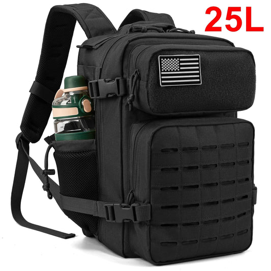 25L/45L Tactical Backpack for Men & Women - Outdoor Survival Bug Out Bag with Bottle Holder