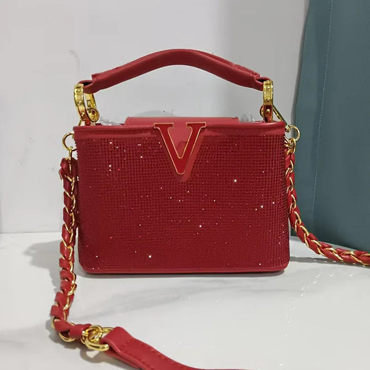 Celestara Crystal Luxe - Women's Glamorous Diamond-Embellished Shoulder & Crossbody Banquet Bag