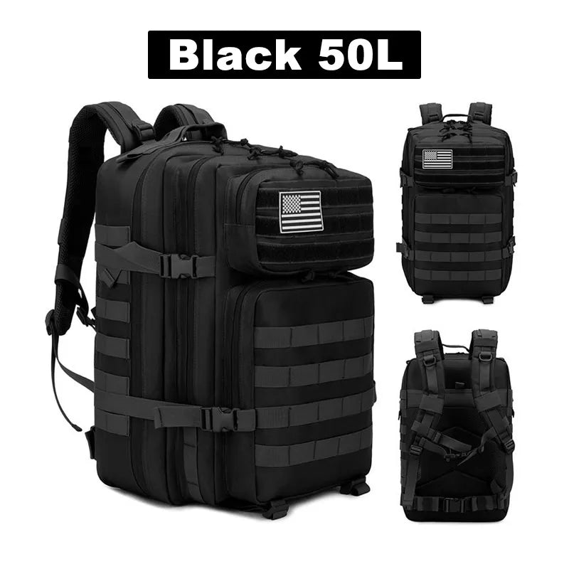 50L Tactical Backpack for Men - Waterproof Large Capacity Travel & Outdoor Sports Rucksack