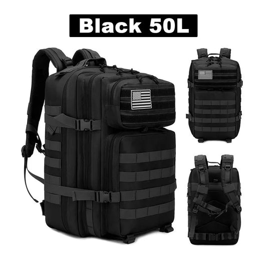50L Tactical Backpack for Men - Waterproof Large Capacity Travel & Outdoor Sports Rucksack