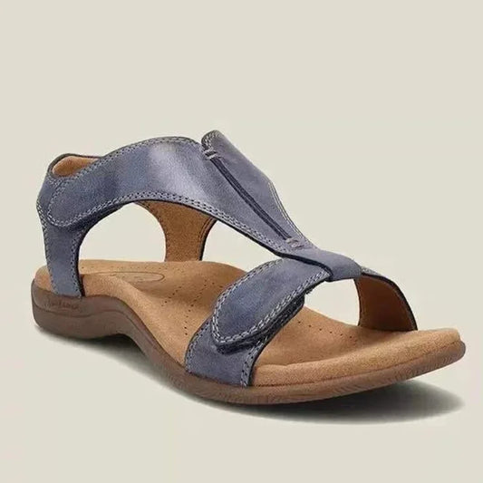 Women’s PU Leather Sandals - Retro Summer Slip-On Ankle Strap Walking Shoes, Lightweight & Durable