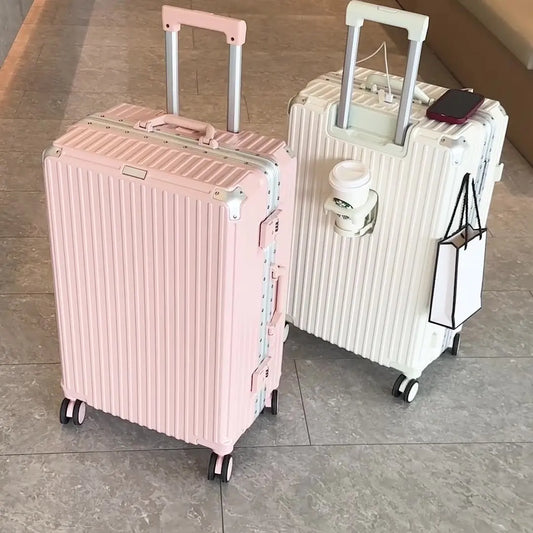 28-Inch Large Capacity Aluminum Frame Suitcase - Durable Trolley Luggage with Universal Wheels, Business Travel Suitcase 24