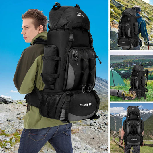 90L Waterproof Hiking & Camping Backpack - Large Capacity Outdoor Trekking Rucksack for Travel & Sports