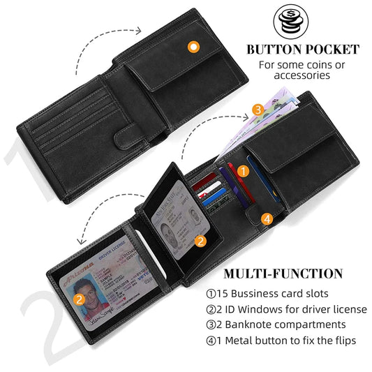 Men’s Multi-Functional Slim Wallet | RFID-Blocking Wallet with 15 Card Slots