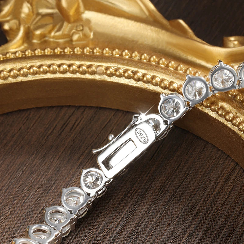 3-Claw D Color VVS1 Moissanite Tennis Necklace – 3mm / 4mm / 5mm GRA Certified Lab Diamond Chain, Solid 925 Sterling Silver Unisex Fine Jewelry