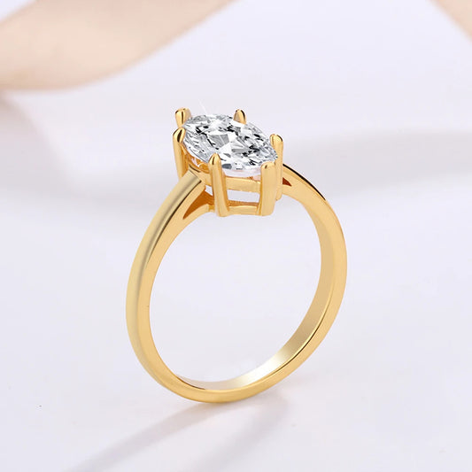 1–2CT Marquise Cut Solitaire Moissanite Engagement Ring - 925 Sterling Silver 6-Prong Wedding Band