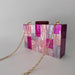 Pearl Hot Rose Pink Plaid Acrylic Box Clutch - Chic Designer Evening Bag for Weddings & Parties