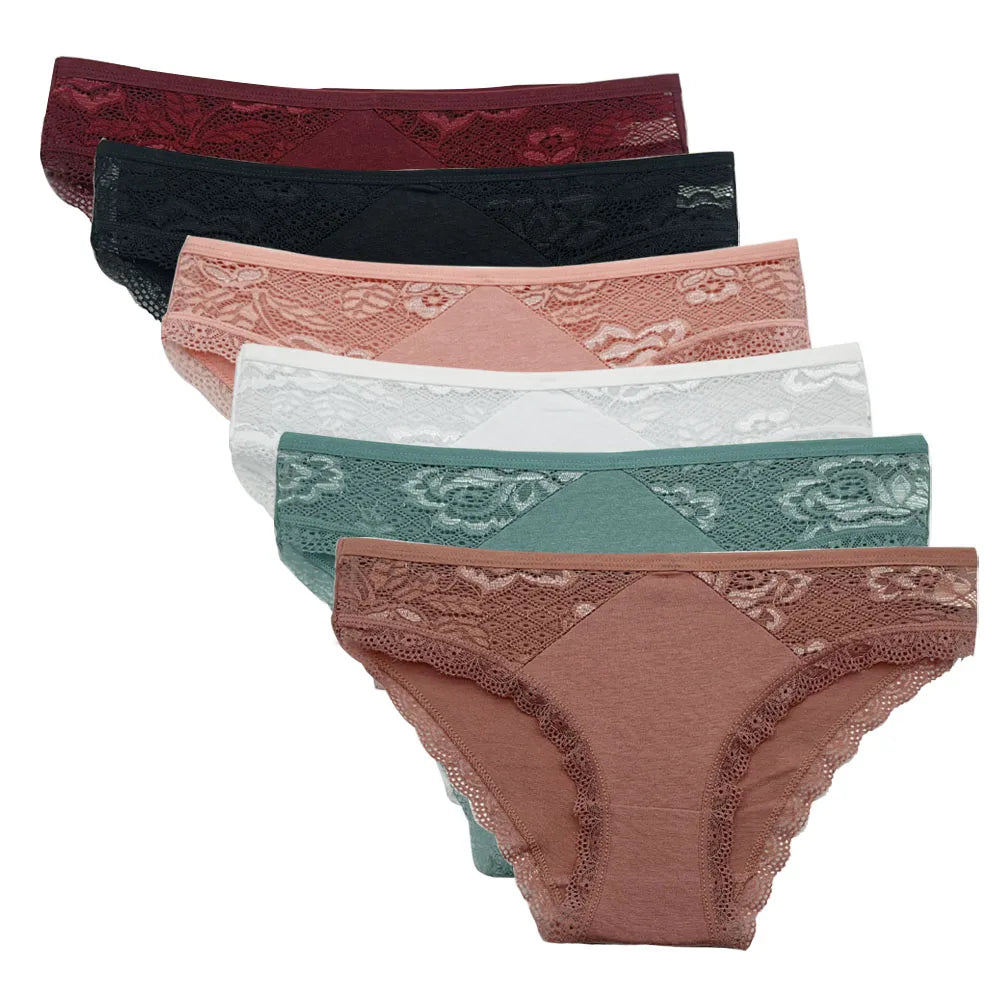 5-Piece Low-Rise Lace Panty Set - Sexy Cotton Briefs for Women, New Arrival Lingerie Collection