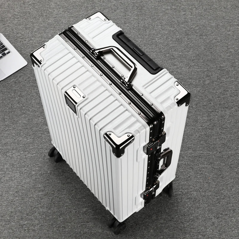 Durable Aluminum Frame Travel Suitcase - 20/26/28/30 Inch Wheeled Luggage with Password Lock & Large Capacity