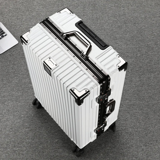 Durable Aluminum Frame Travel Suitcase - 20/26/28/30 Inch Wheeled Luggage with Password Lock & Large Capacity